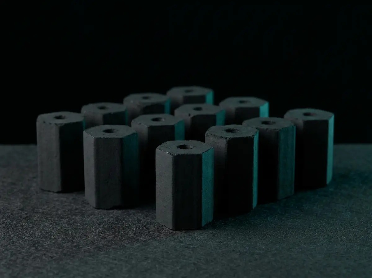 Hexagonal coconut charcoal